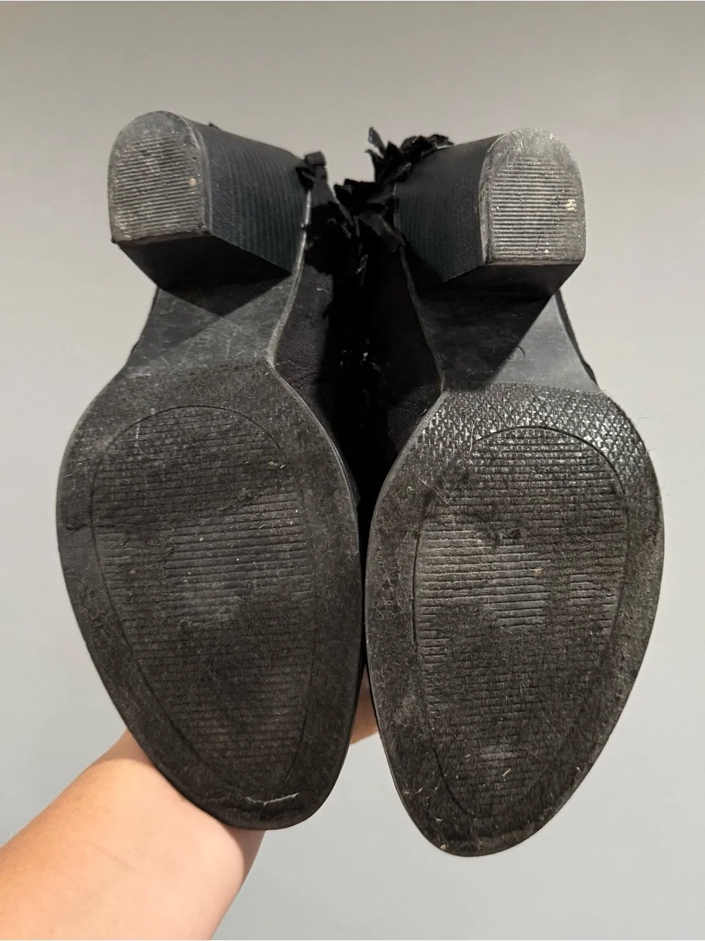 Pierre Dumas Black Fringe Ankle Booties with Chain Detail